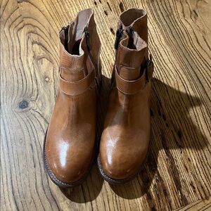 BED|STU Tan Leather Ankle Booties